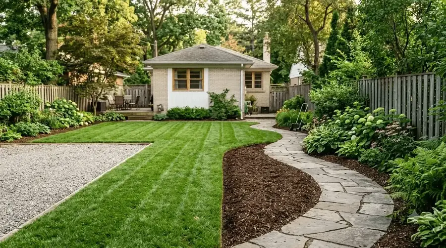 Finished residential landscaping and lawn care property in the east GTA