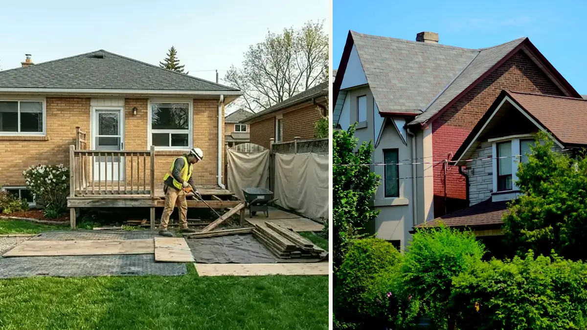 Oshawa backyard and residential access route shown together for moving bulky junk to the loading area