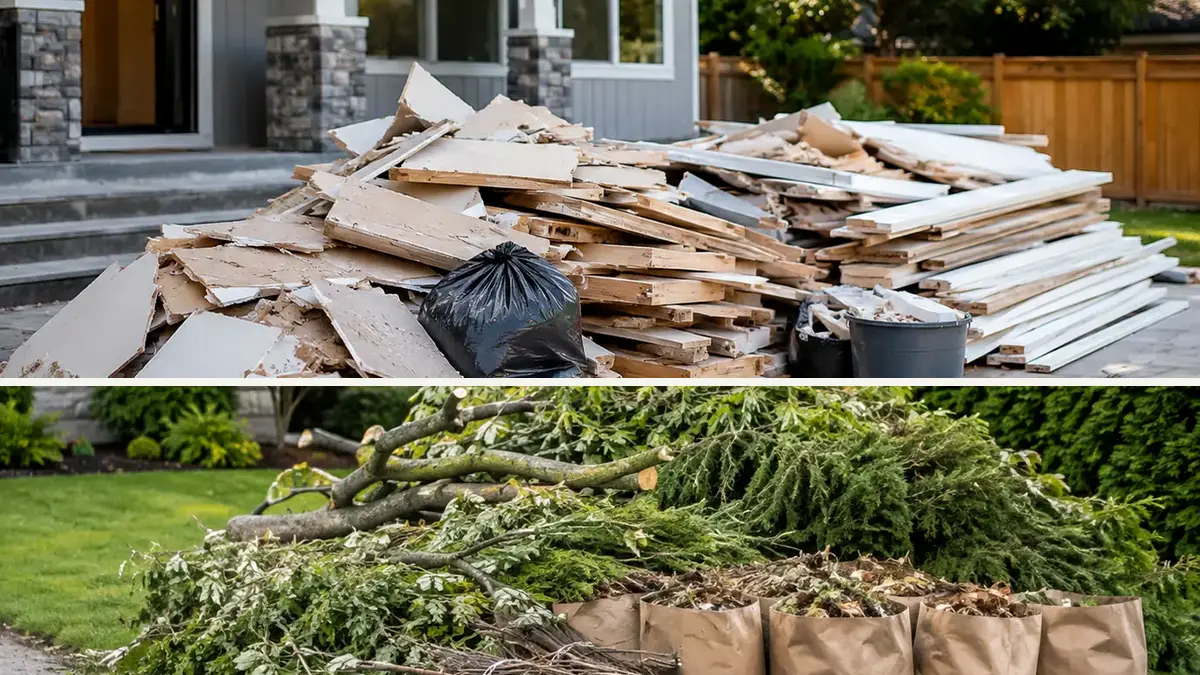 Oshawa renovation debris with bagged yard material shown separately to distinguish disposal categories