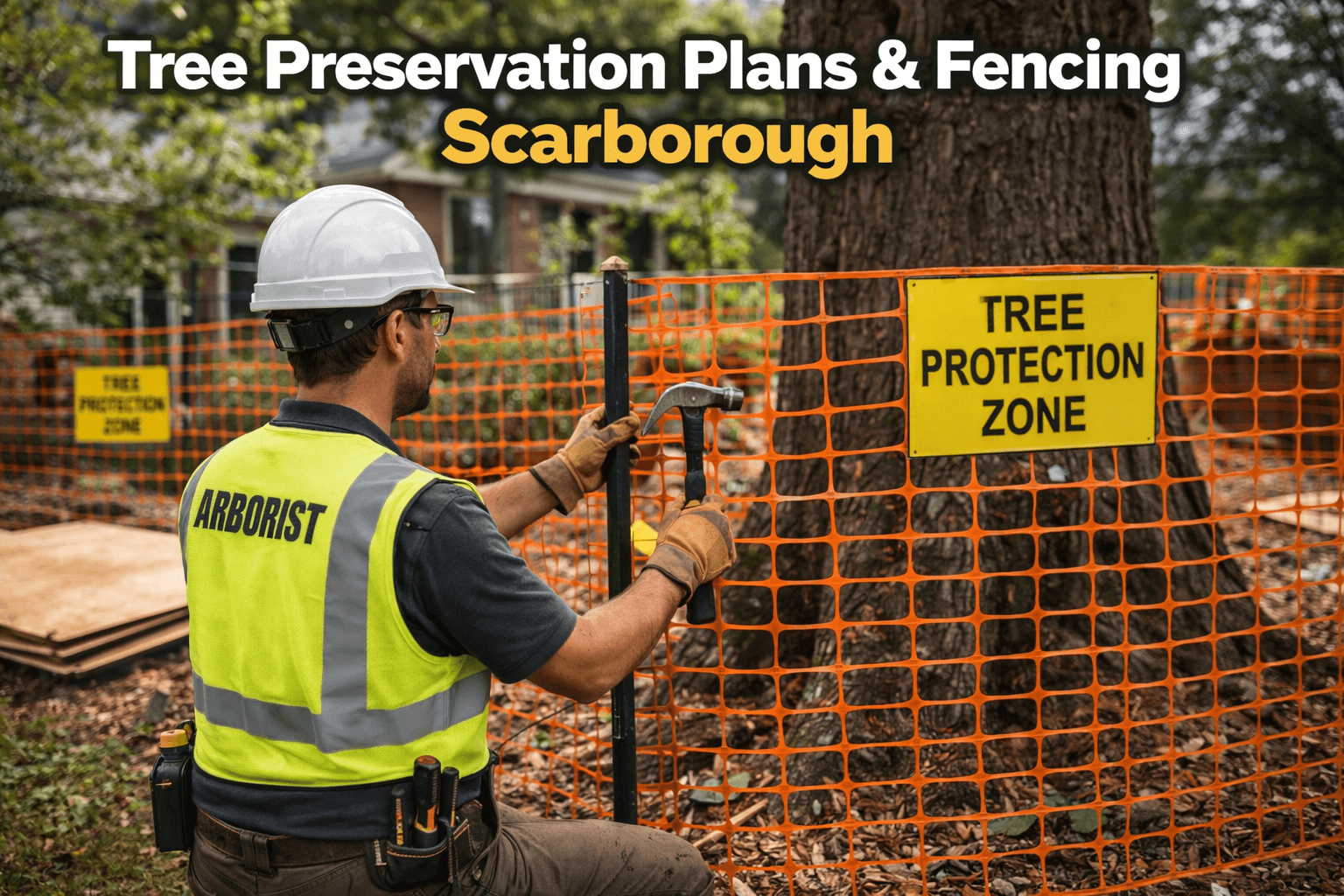 Tree preservation plans and tree protection fencing in Scarborough