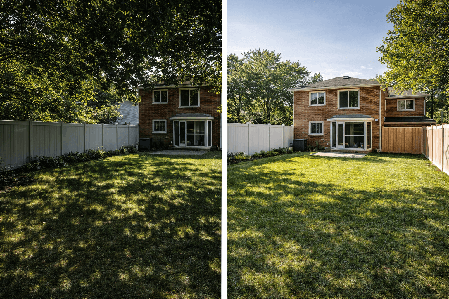 Ajax backyard flooded with sunlight after a large tree was removed