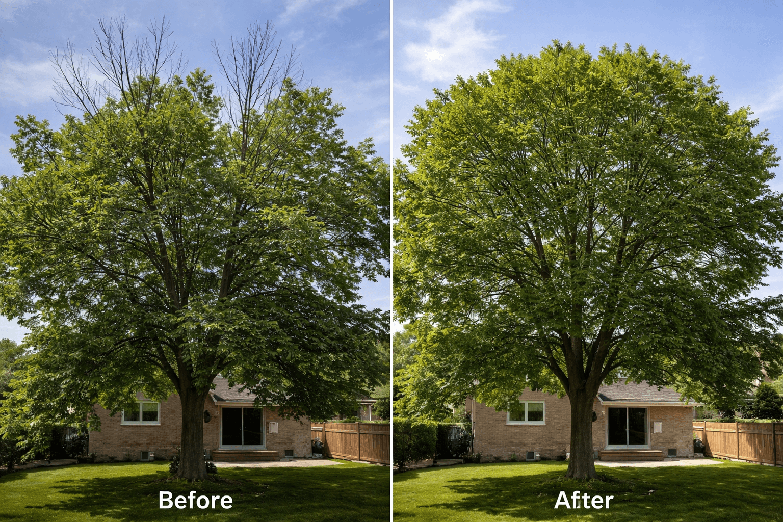 Dead grey branches removed from a silver maple canopy in Mississauga