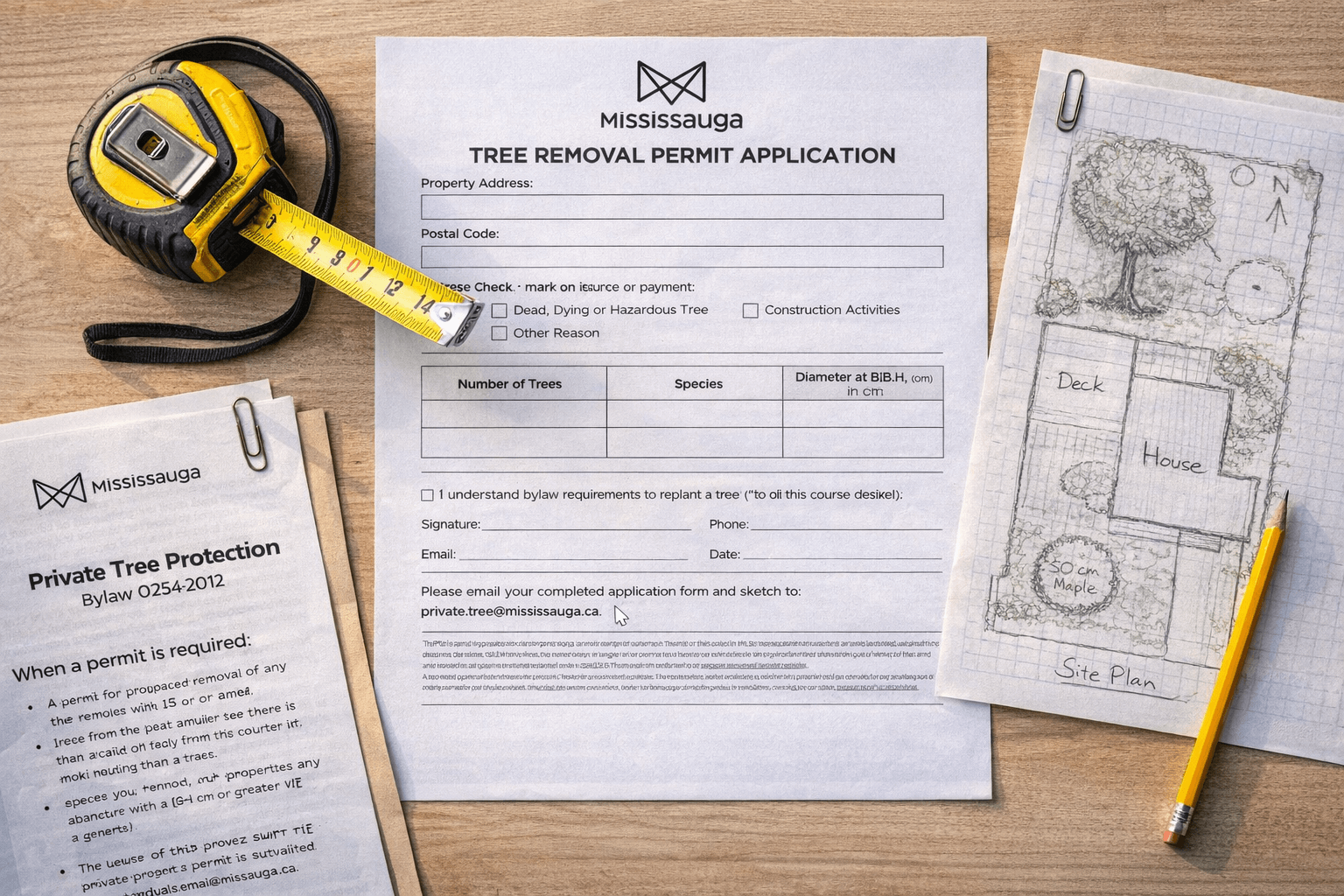 City of Mississauga tree removal permit documents and application