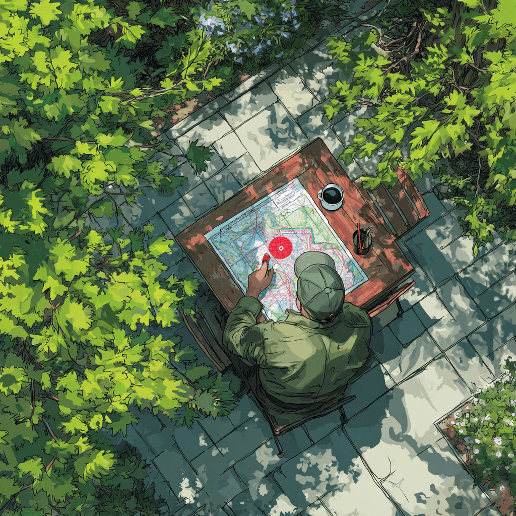 Homeowner and independent arborist reviewing a regulated-area site plan at a Pickering property