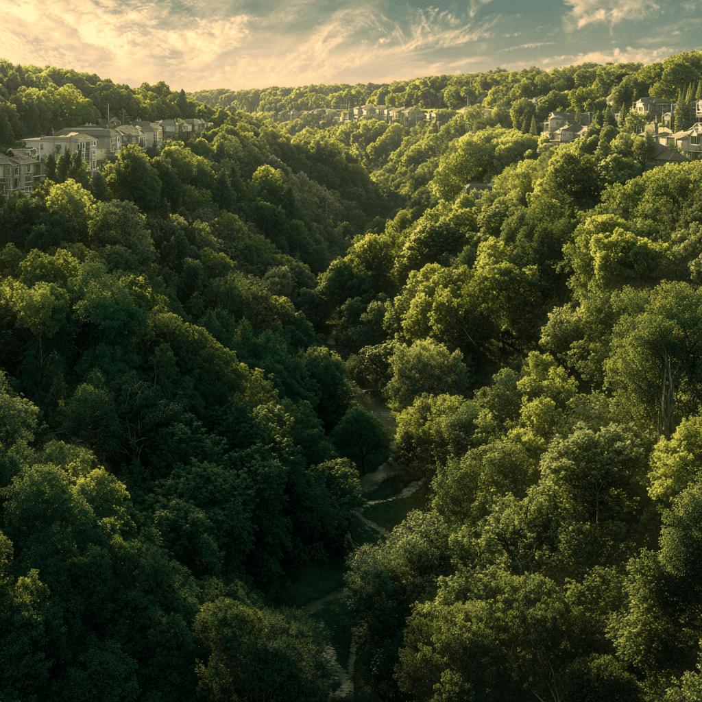 Forested Toronto ravine area with mature trees protected under Chapter 658 Ravine and Natural Feature Protection By-law