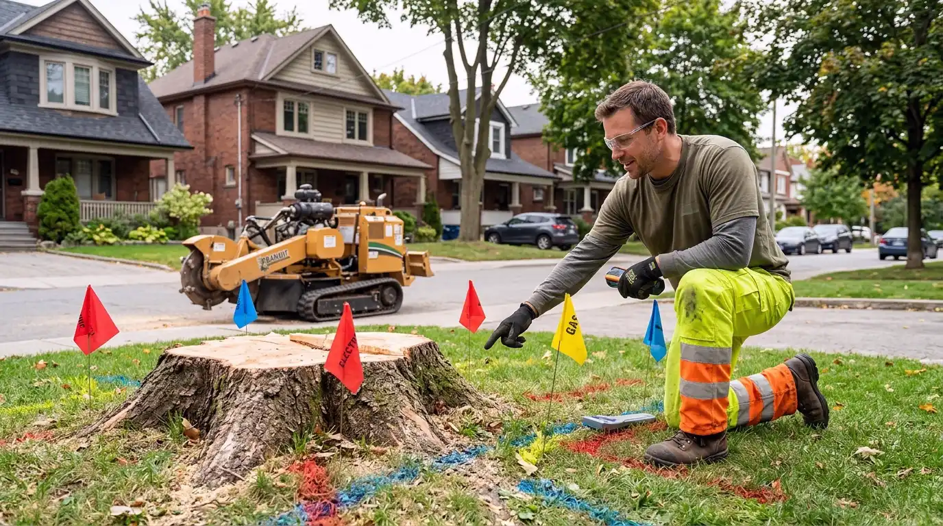 Stump grinding cost in Toronto: Proximity to underground utilities