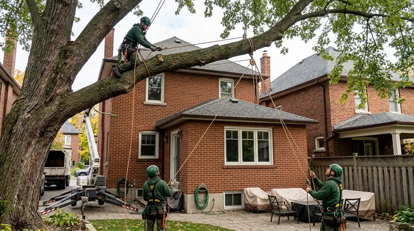 Tree removal cost near a house in Toronto: Adjacent structures