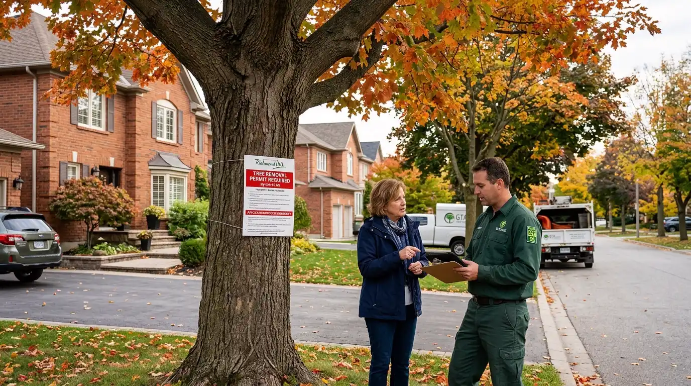 Mature tree in a Richmond Hill residential neighbourhood protected under By-law 41-07 requiring a tree removal permit