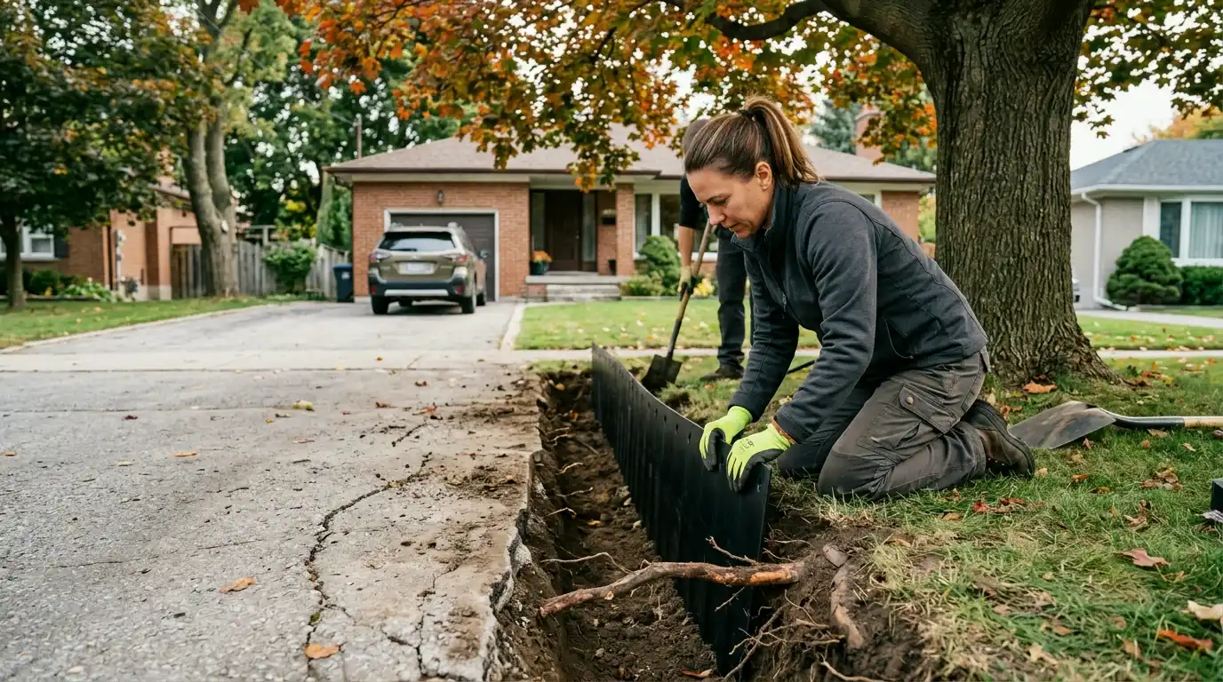 Tree root damage to driveways in Toronto: Option 2: Root Barriers