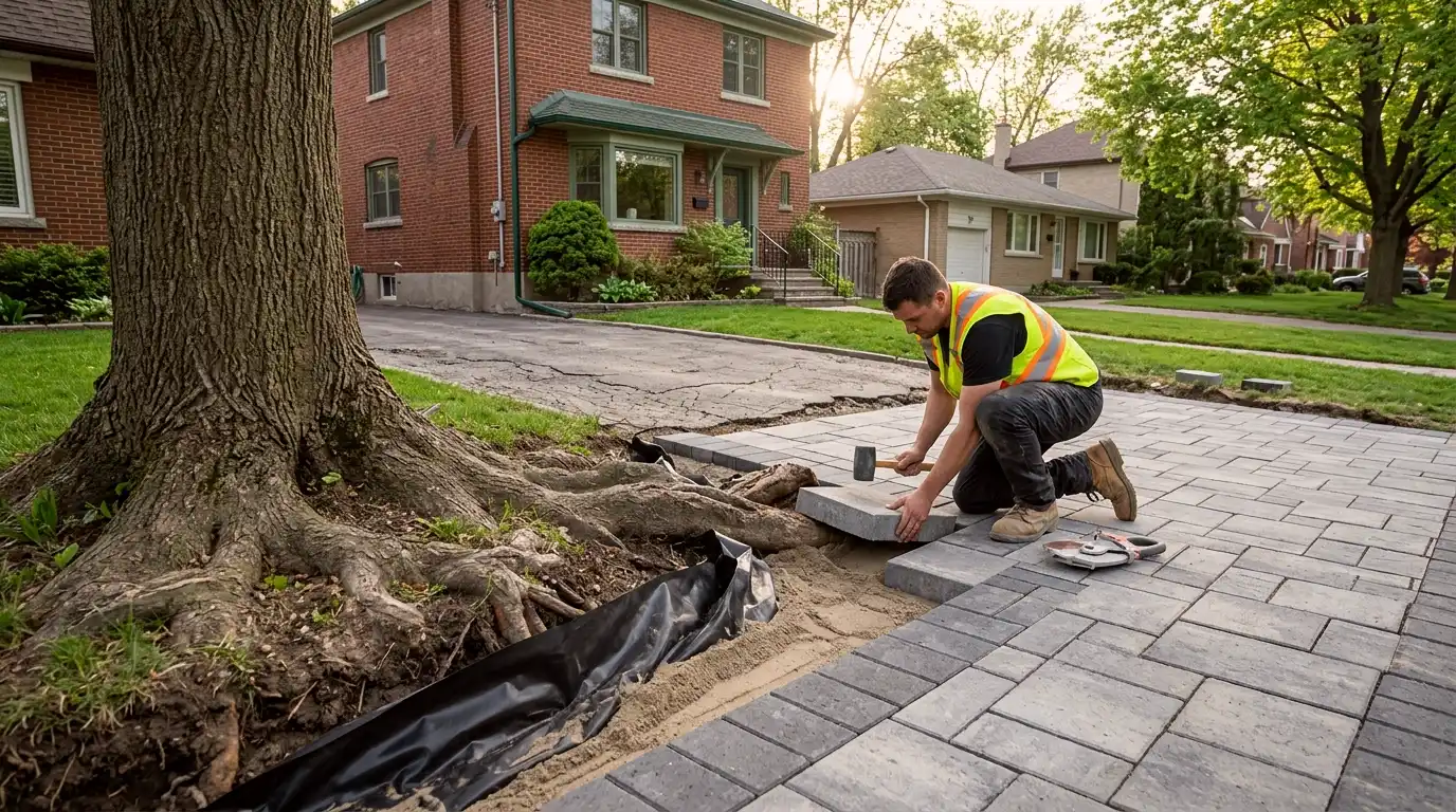 Tree roots cracking a driveway in Toronto: Option 2: Driveway Repair With More Root-Tolerant Materials