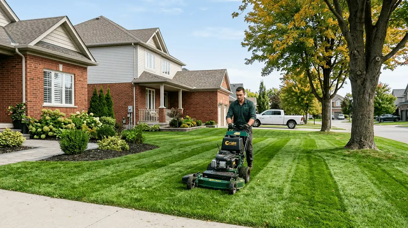 Lawn Care in Oshawa professional service scene in Downtown Oshawa, Oshawa