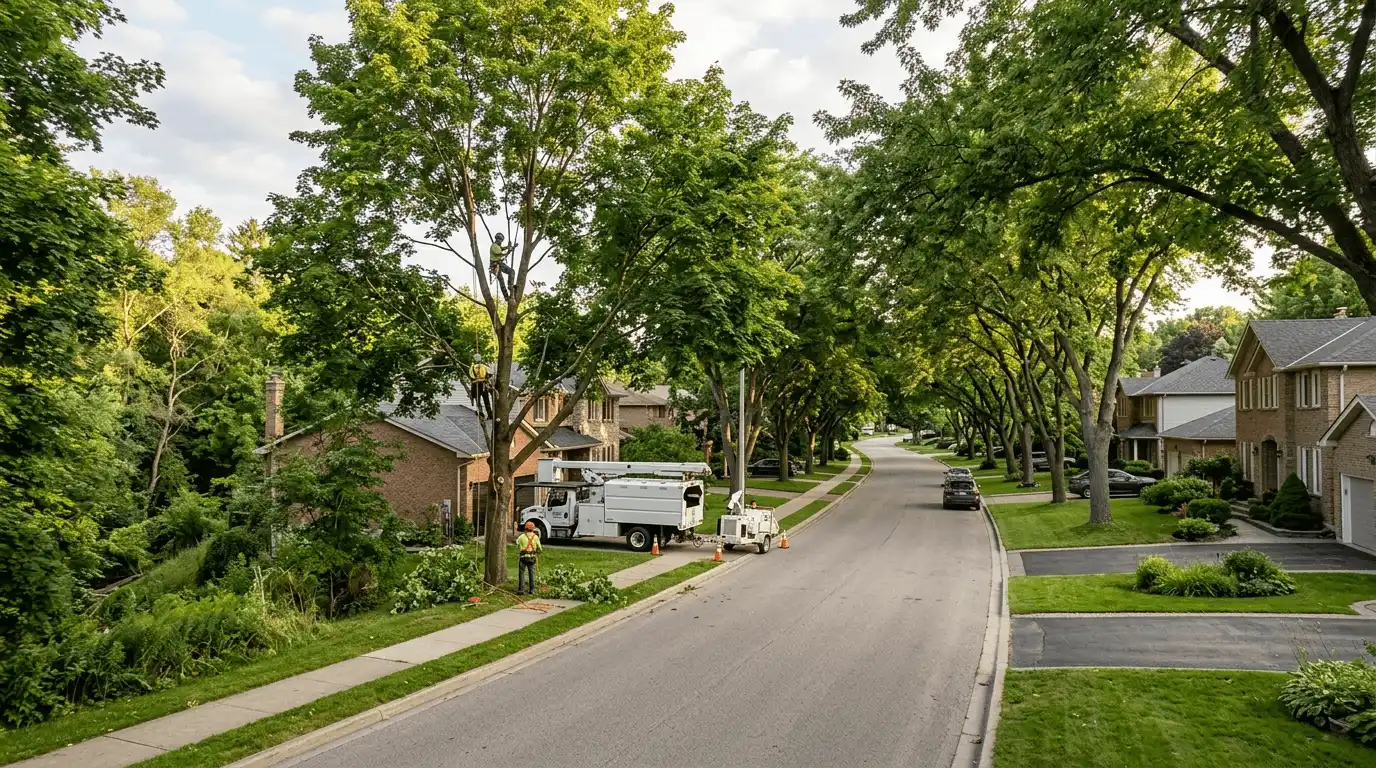 Tree Services in Burlington local mature tree canopy in Millcroft, Burlington