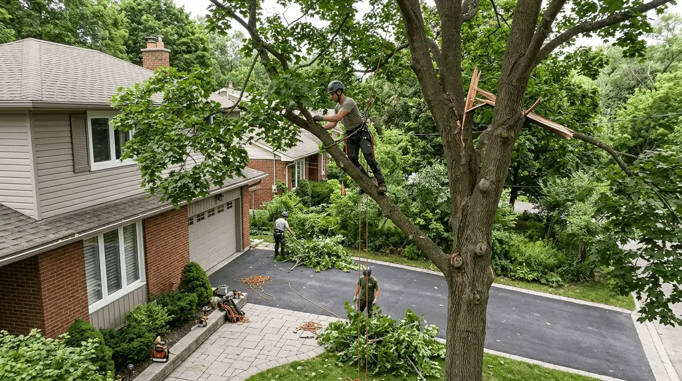 Tree Pruning & Trimming clearance pruning near property features in Edenbridge-Humber Valley, Etobicoke
