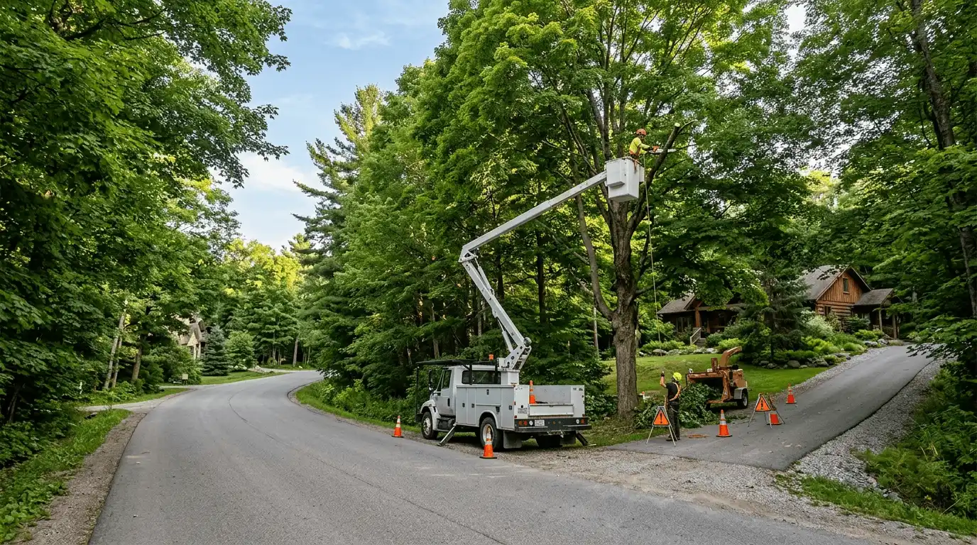 Tree Services in Gravenhurst local mature tree canopy in Muskoka Wharf, Gravenhurst
