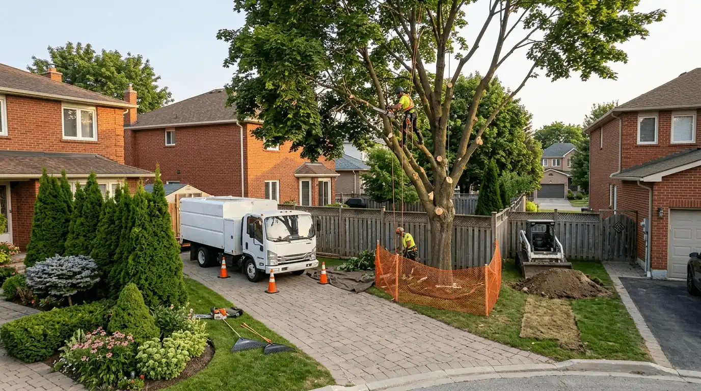 Tree Removal residential work scene in Markham Village, Markham