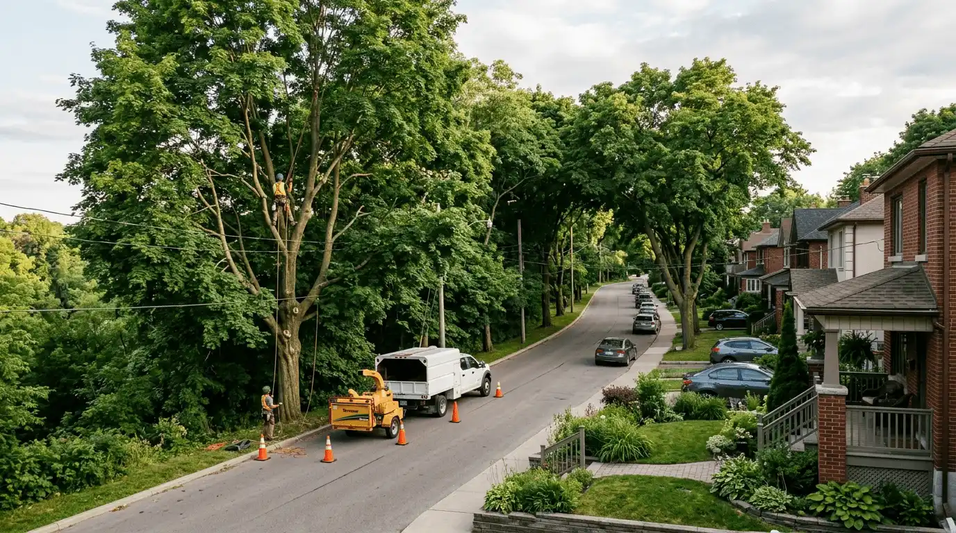 Tree Services in York local mature tree canopy in Mount Dennis, York